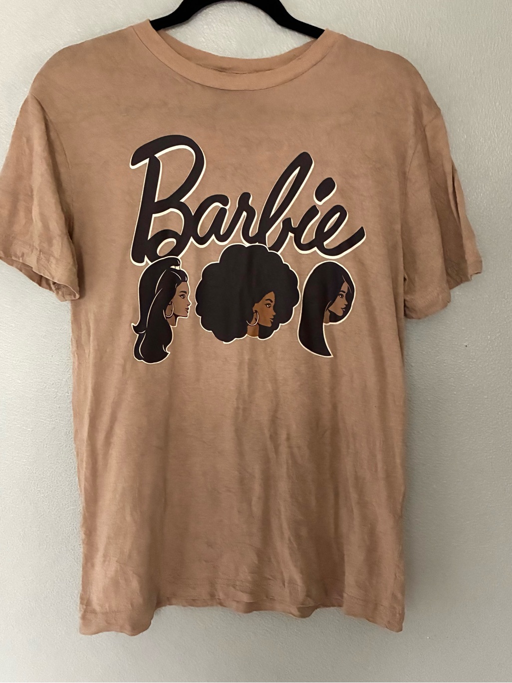 Barbie Graphic Tee Small Beige T Shirt Natural Hair Graphic Movie Style